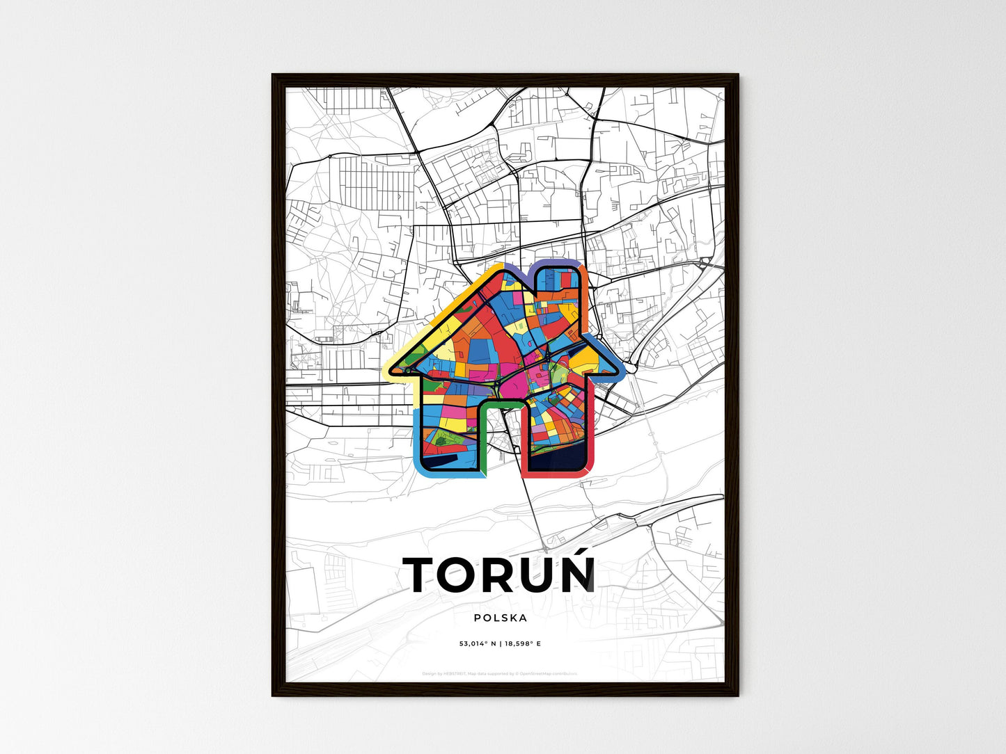 Toruń Poland wedding art map with home icon