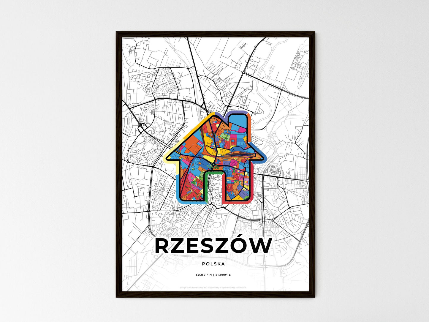 Rzeszów Poland wedding art map with home icon