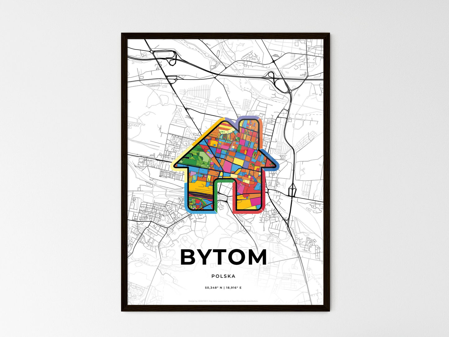 Bytom Poland wedding art map with home icon