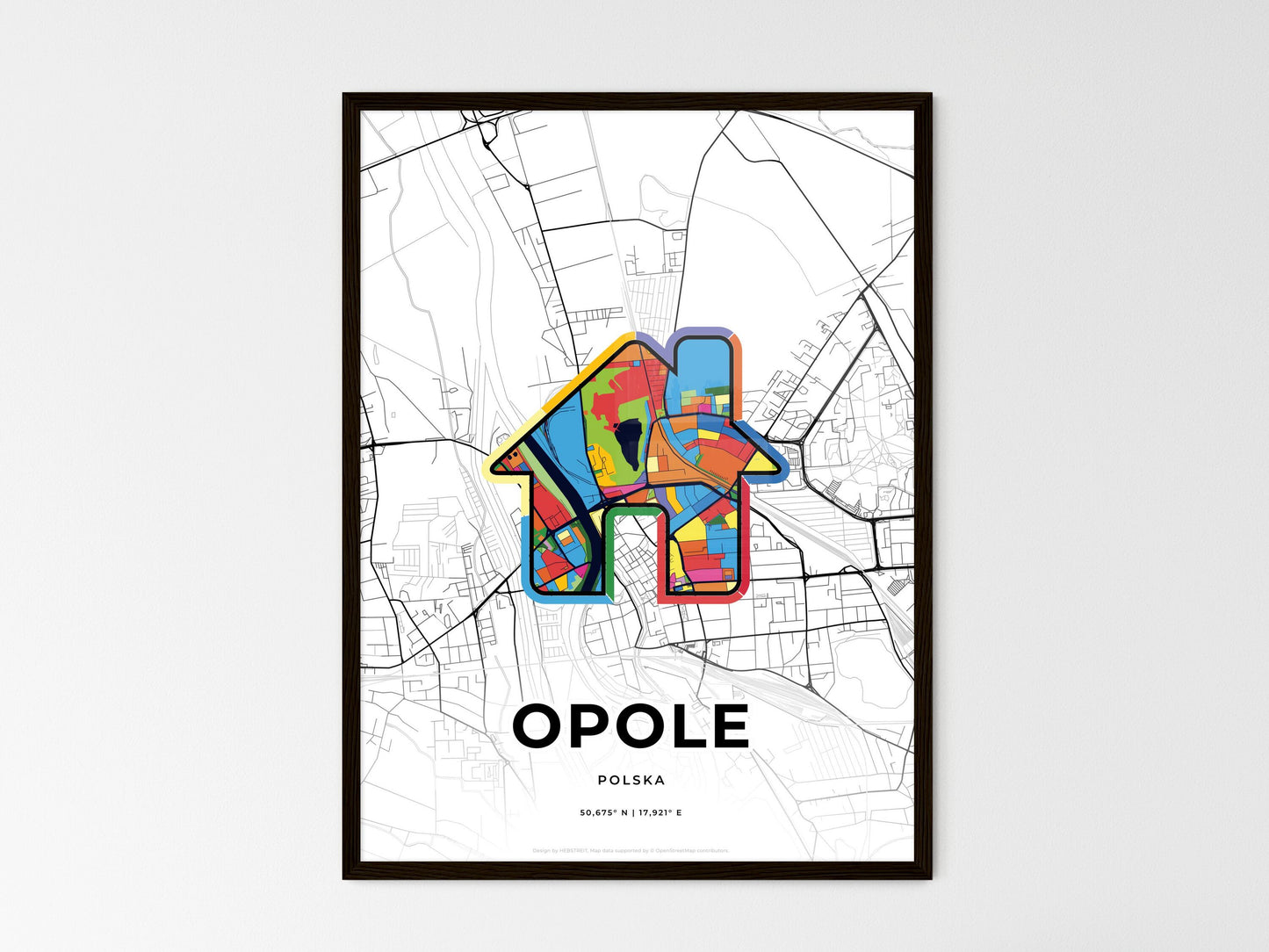 Opole Poland wedding art map with home icon
