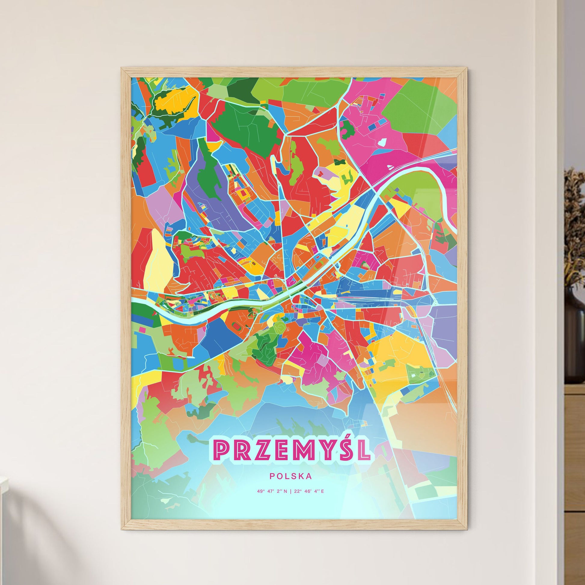 Colorful PRZEMYŚL POLAND Fine Art Map Crazy Colors