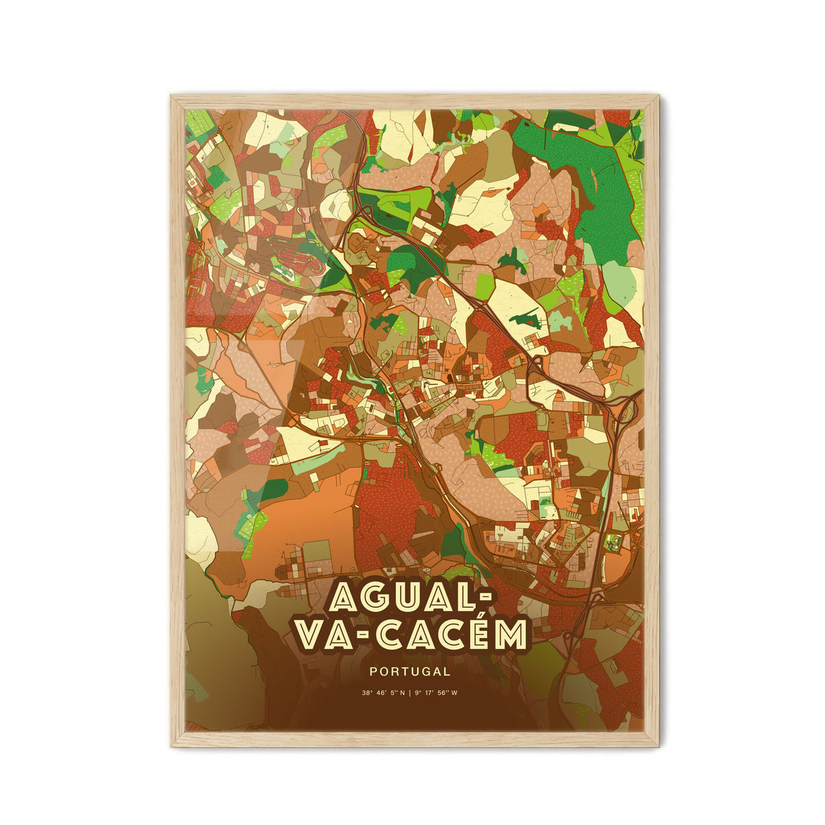 Colorful AGUALVA-CACÉM PORTUGAL Fine Art Map Farmhouse