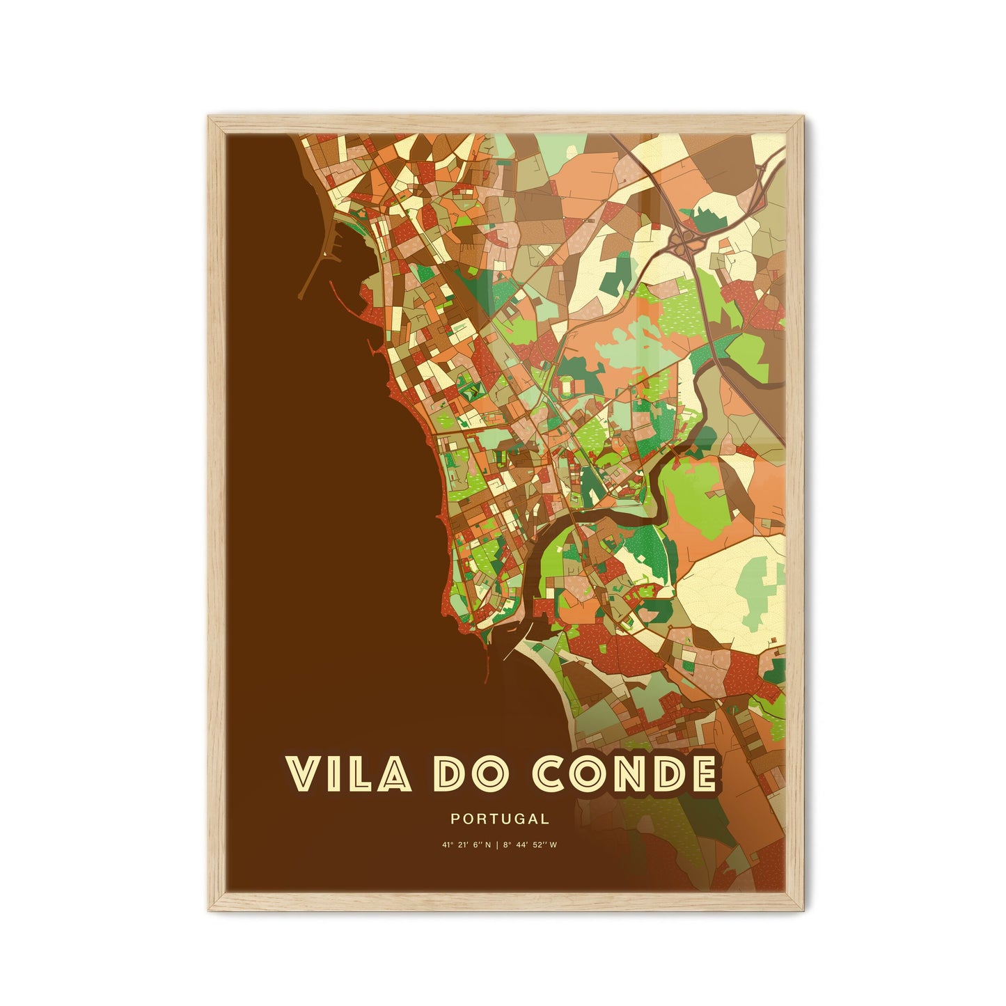 Colorful VILA DO CONDE PORTUGAL Fine Art Map Farmhouse