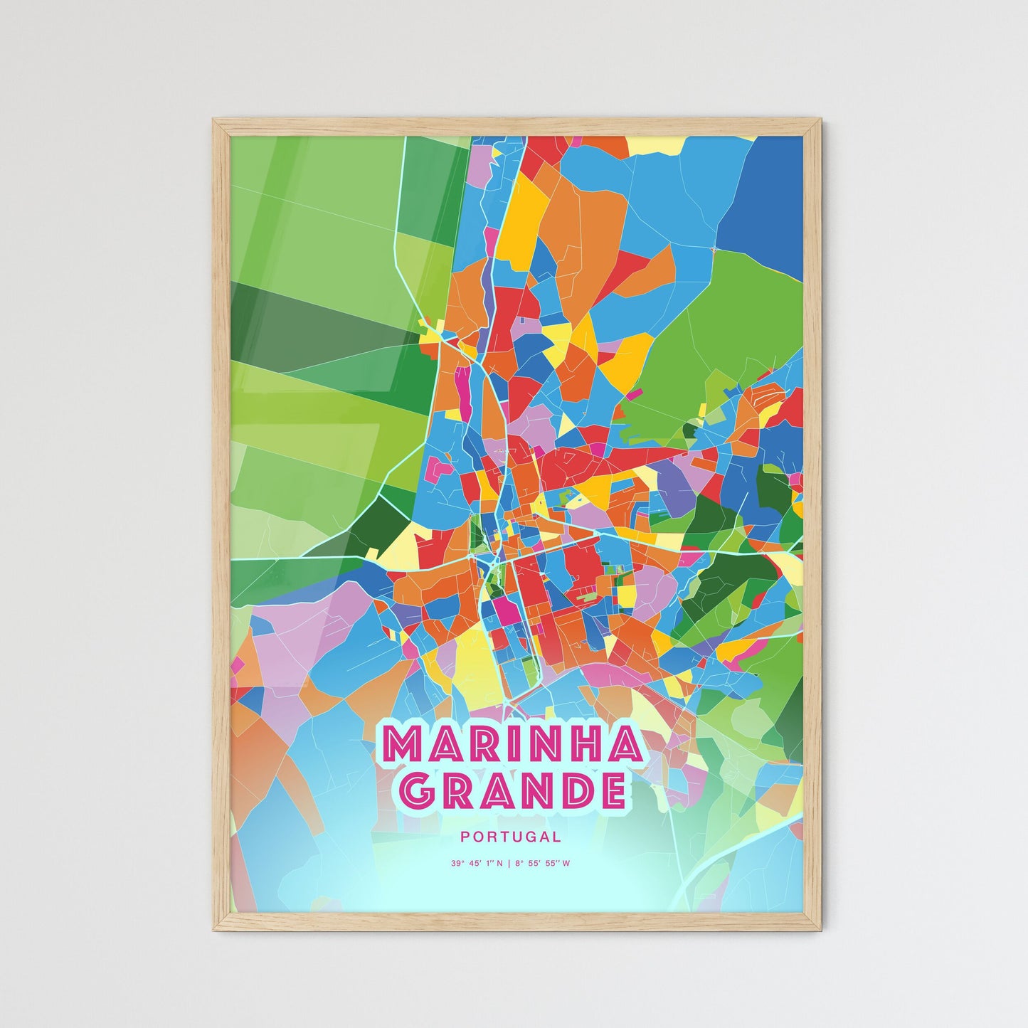 Colorful MARINHA GRANDE PORTUGAL Fine Art Map Crazy Colors