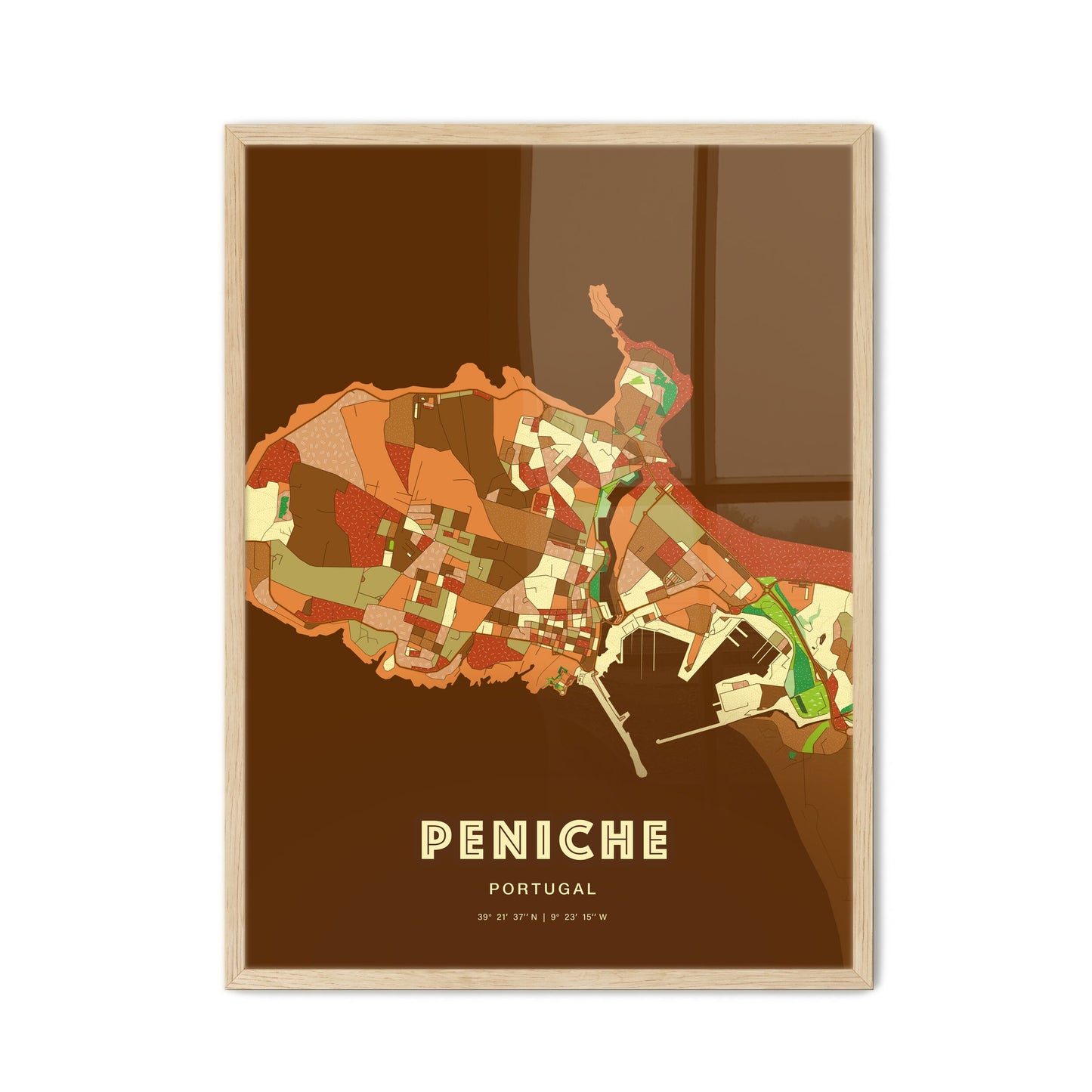 Colorful PENICHE PORTUGAL Fine Art Map Farmhouse