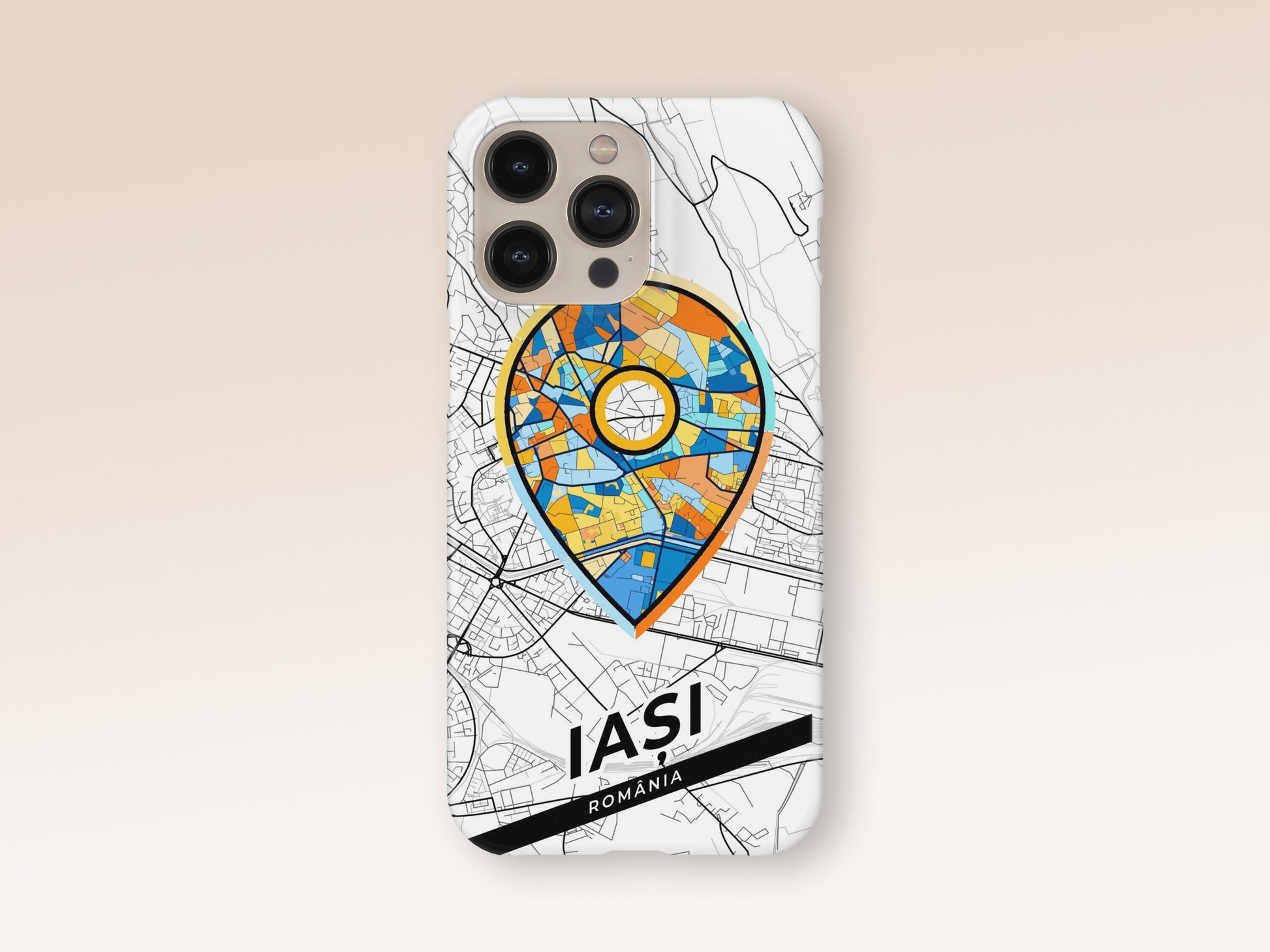 Iași Romania slim phone case with colorful icon. Birthday, wedding or housewarming gift. Couple match cases. 1