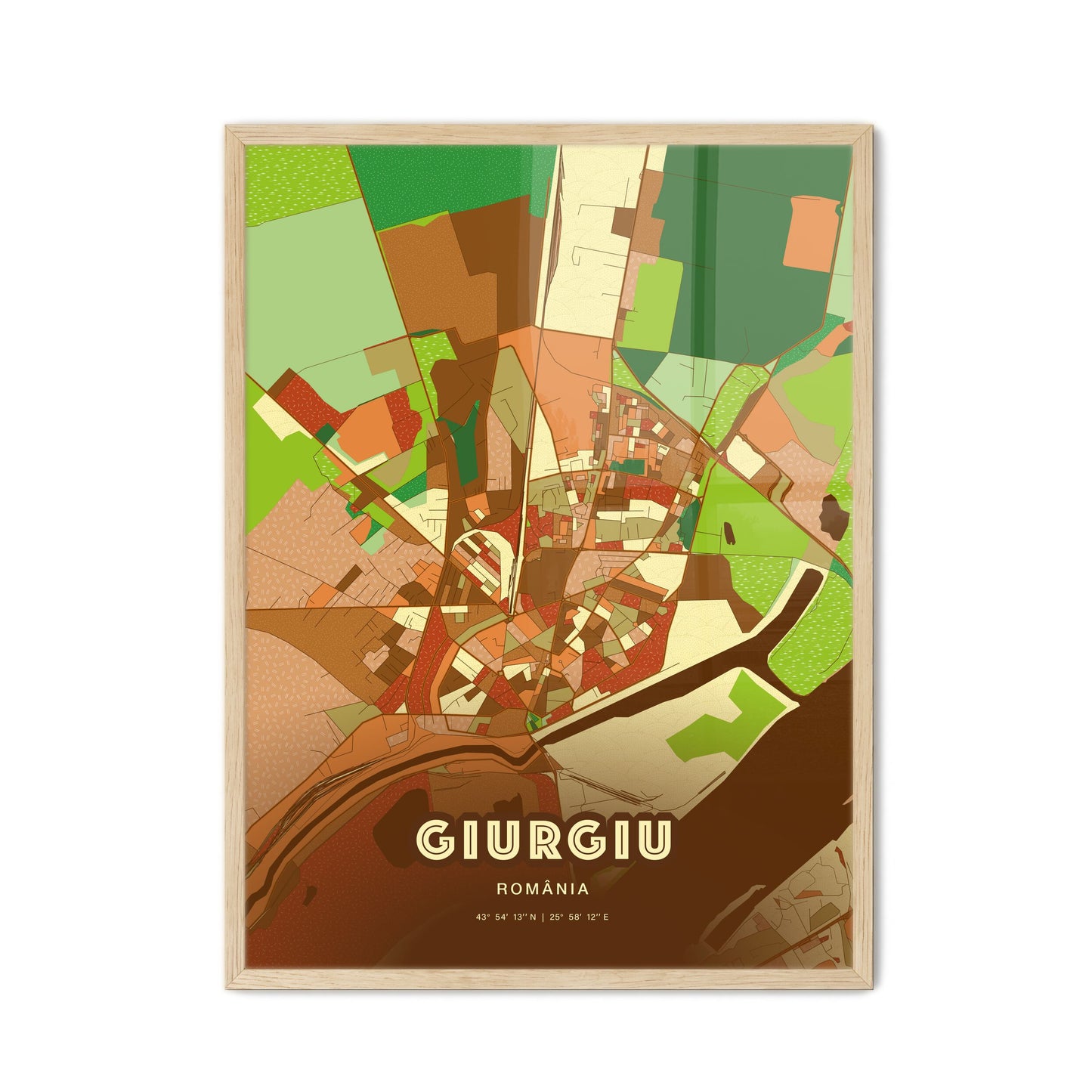 Colorful GIURGIU ROMANIA Fine Art Map Farmhouse