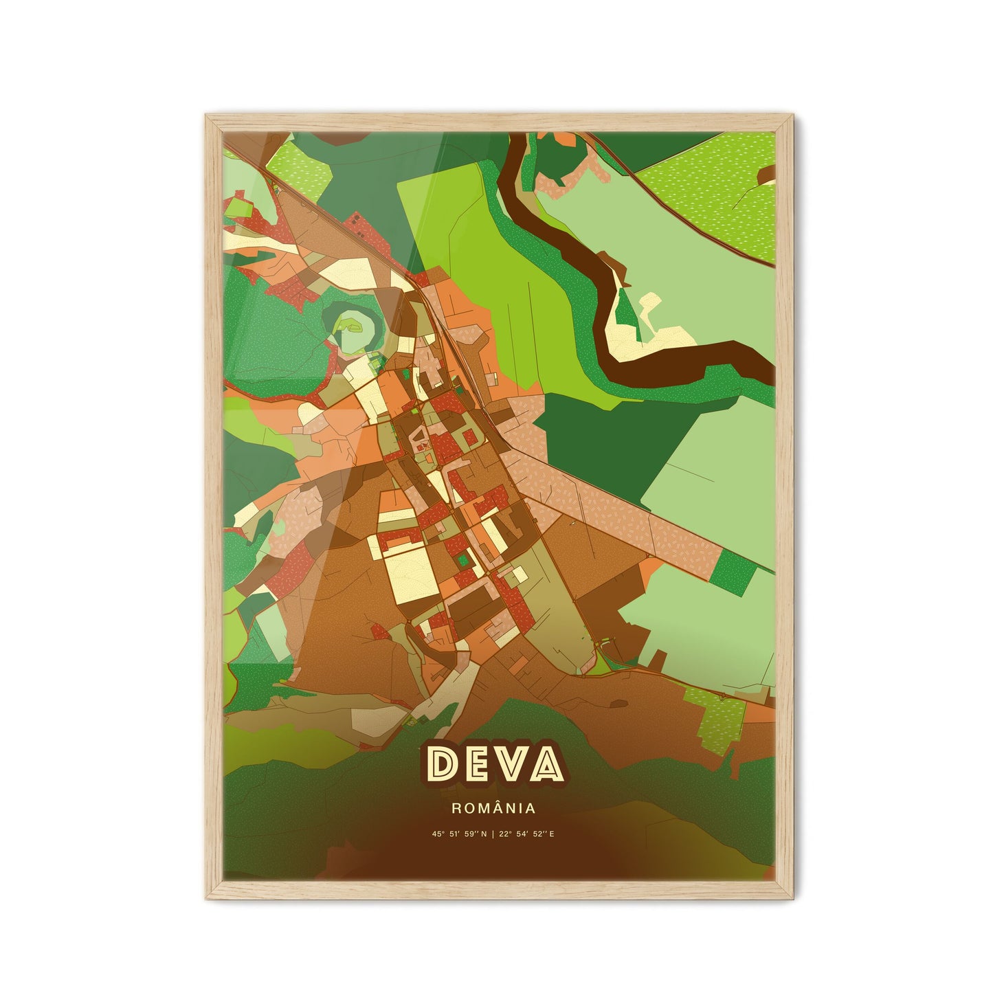 Colorful DEVA ROMANIA Fine Art Map Farmhouse