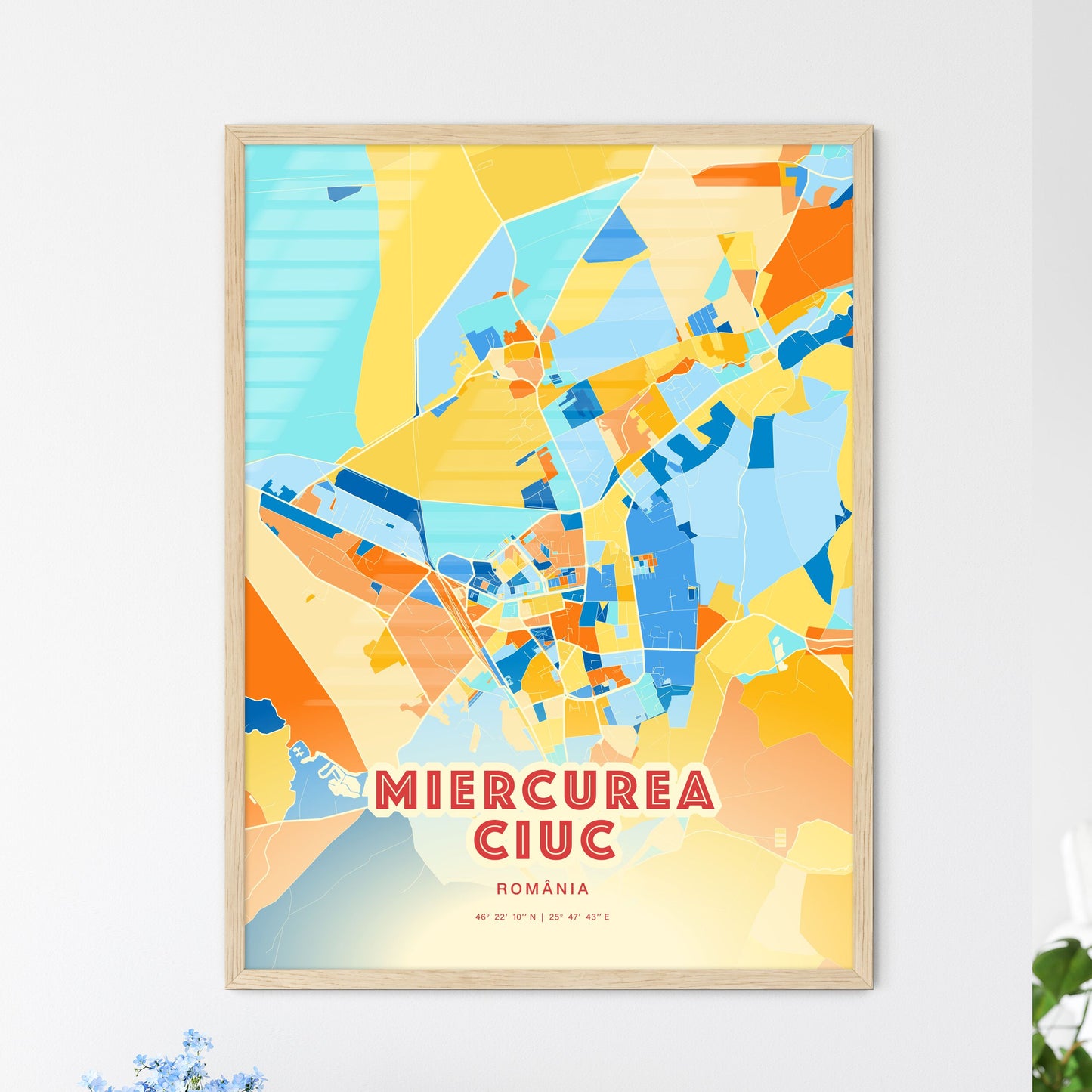 Colorful MIERCUREA CIUC ROMANIA Fine Art Map Blue Orange