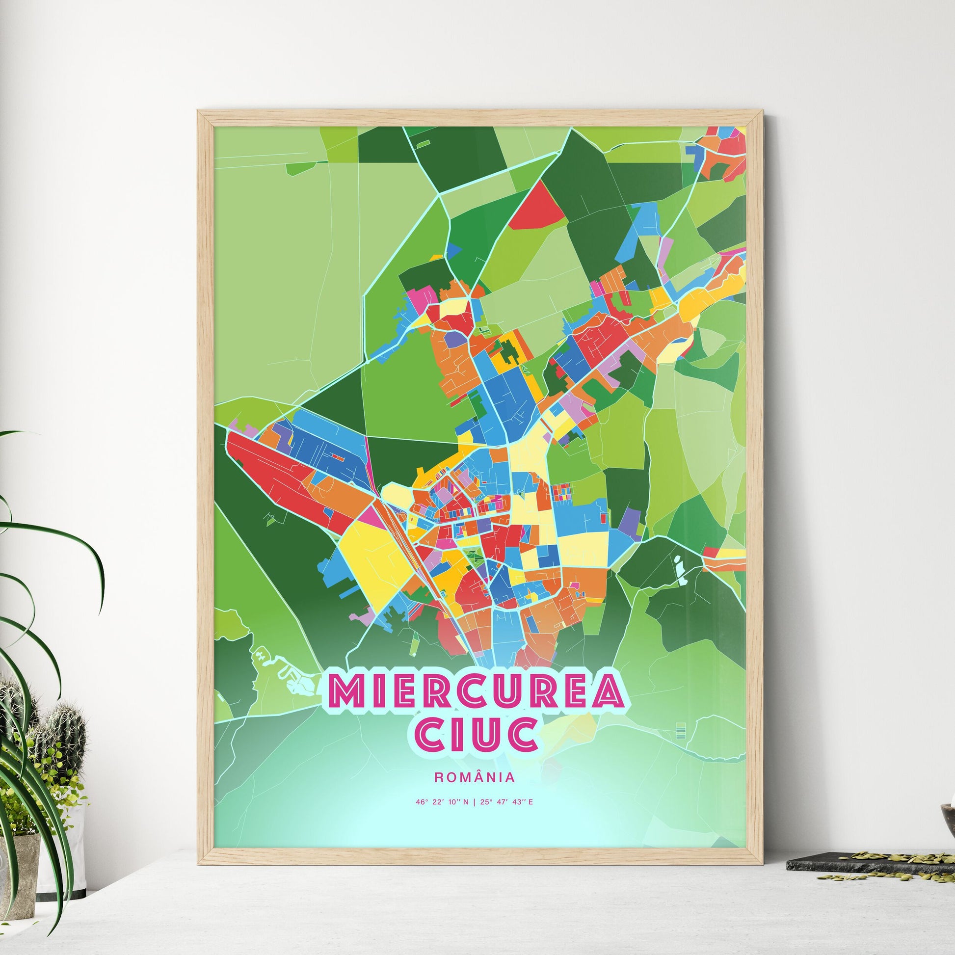 Colorful MIERCUREA CIUC ROMANIA Fine Art Map Crazy Colors
