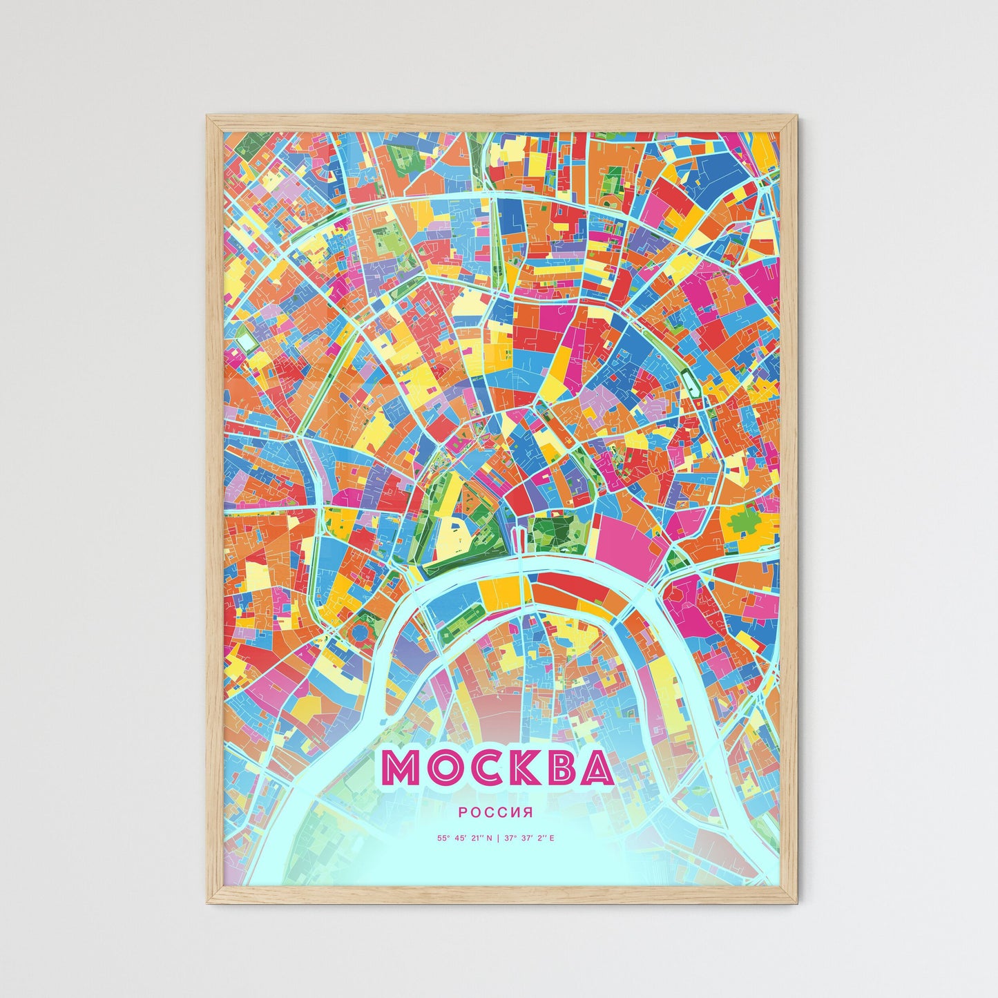 Colorful MOSCOW RUSSIA Fine Art Map Crazy Colors