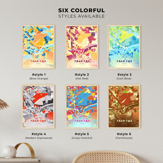 Colorful ULAN-UDE RUSSIA Fine Art Map Blue Orange