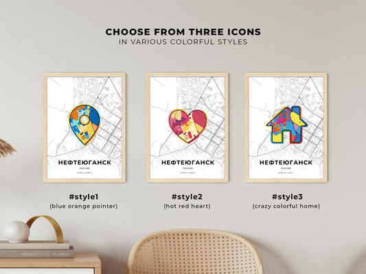 Nefteyugansk Russia maps with colorful icons