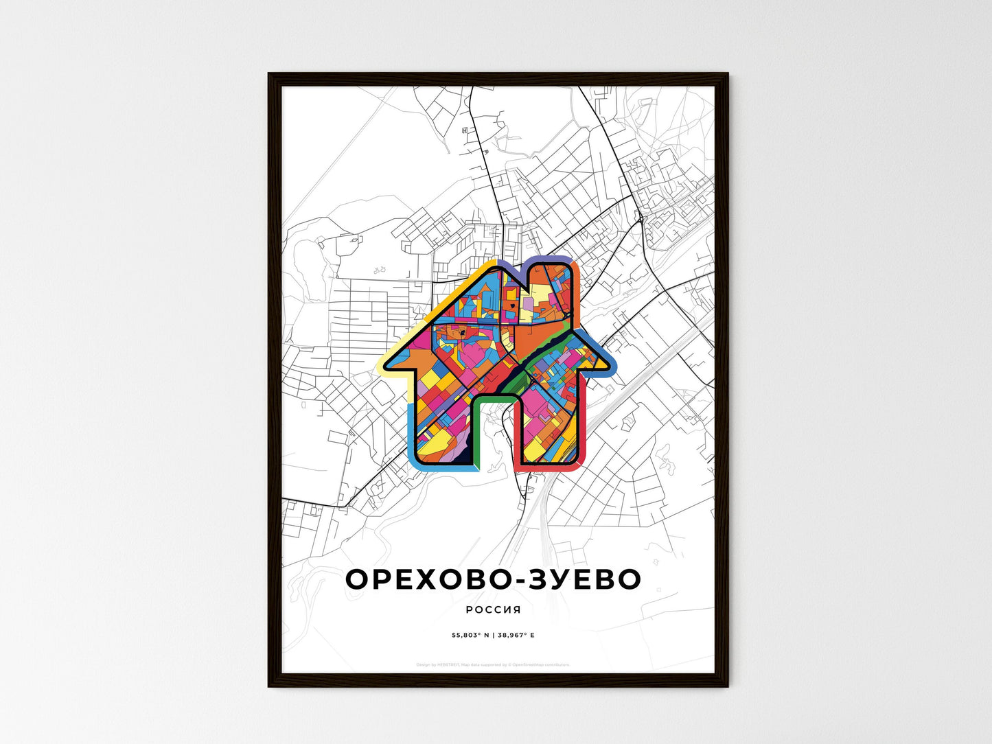 Orekhovo-Zuyevo Russia wedding art map with home icon