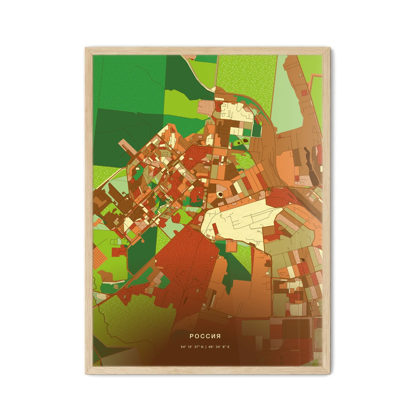 Colorful DIMITROVGRAD RUSSIA Fine Art Map Farmhouse