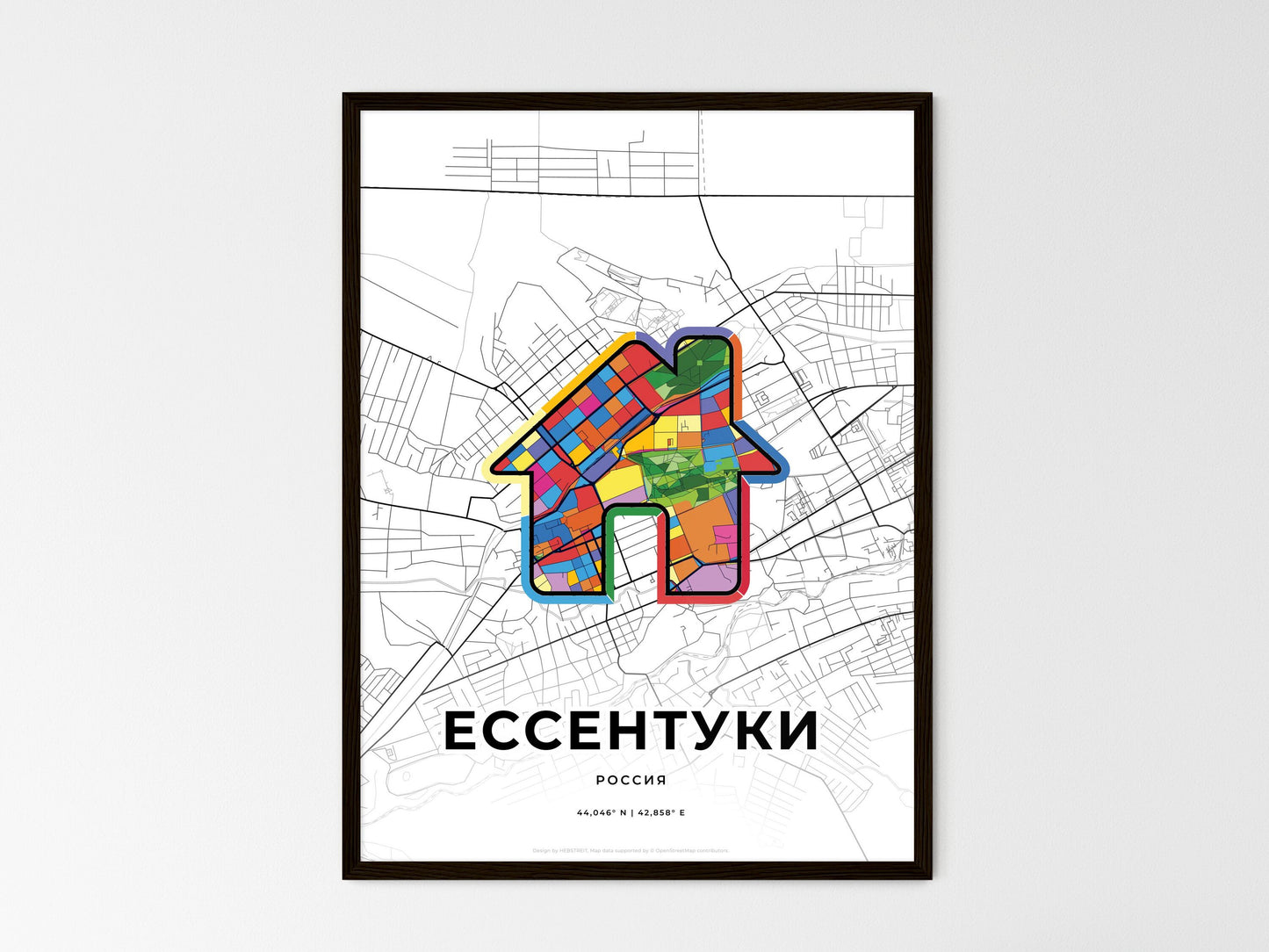 Yessentuki Russia wedding art map with home icon