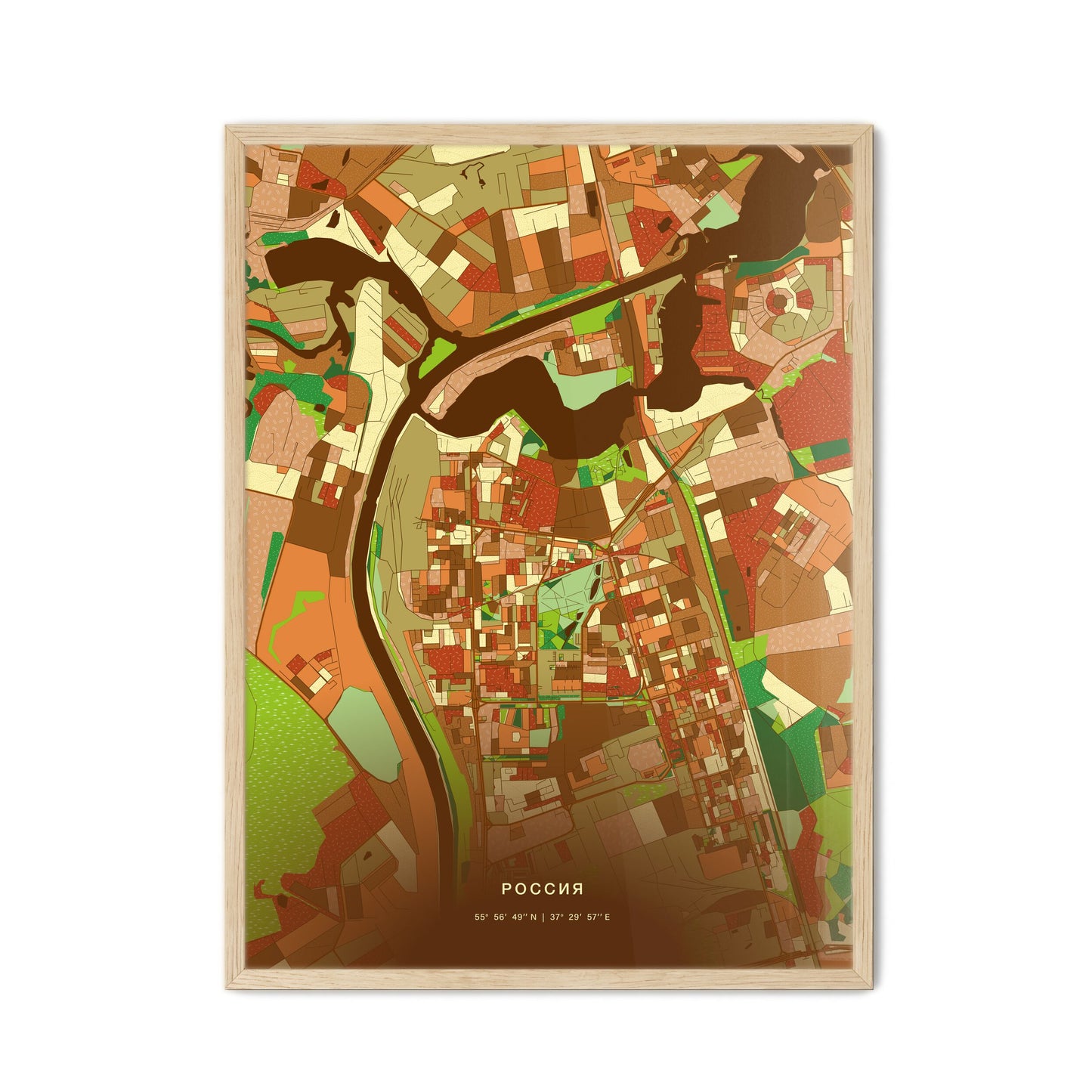 Colorful DOLGOPRUDNY RUSSIA Fine Art Map Farmhouse