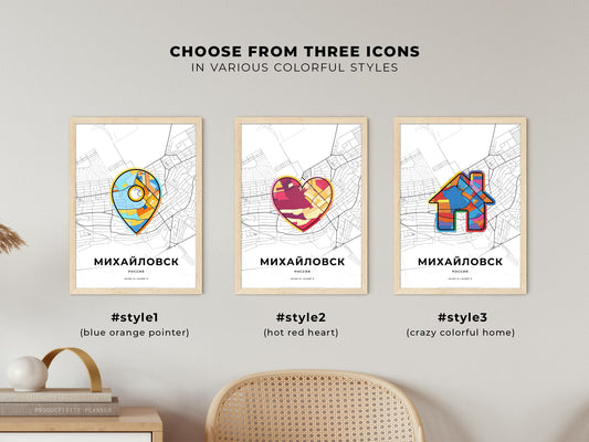 Mikhaylovsk Russia maps with colorful icons