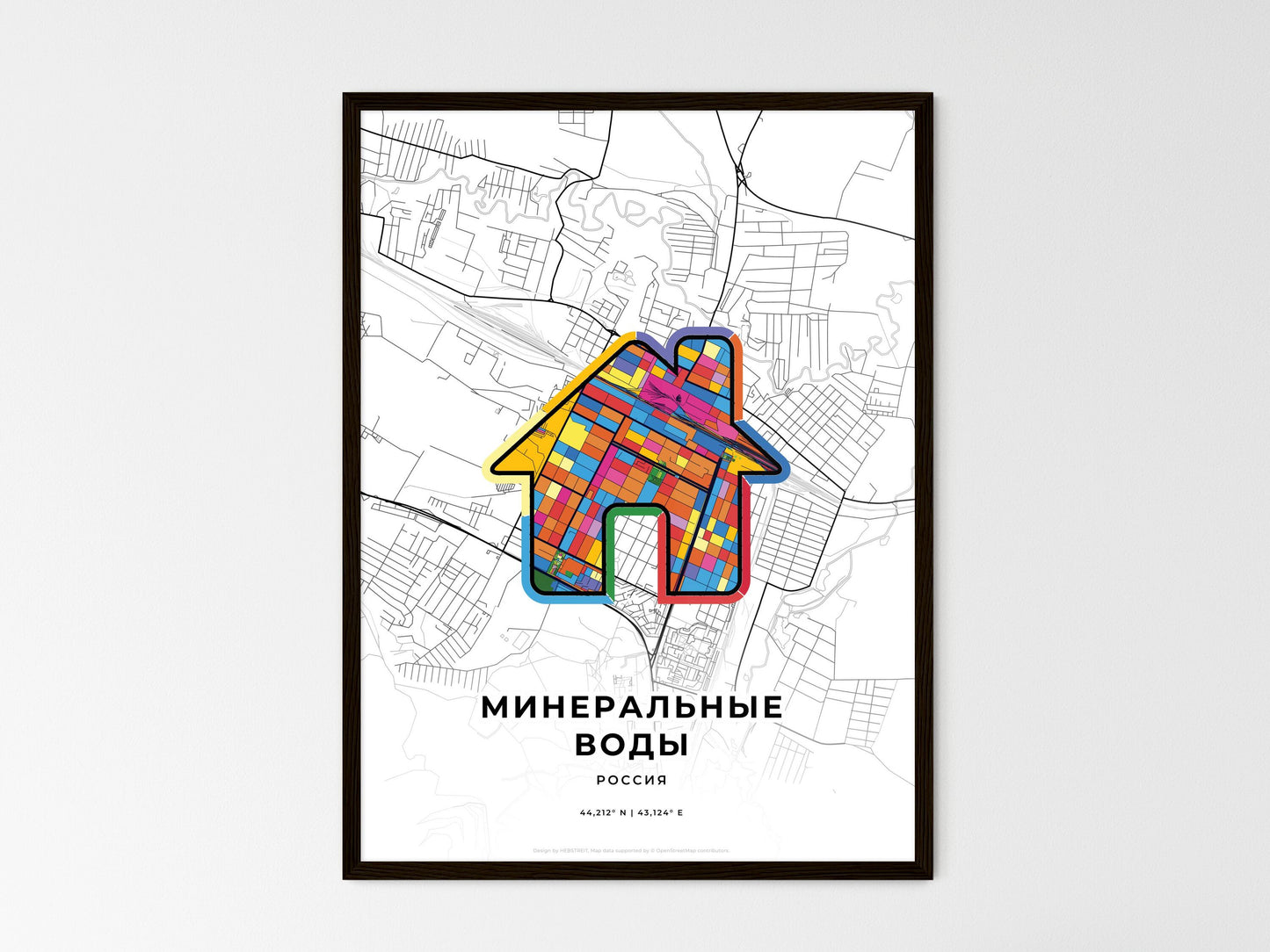 Mineralnye Vody Russia wedding art map with home icon