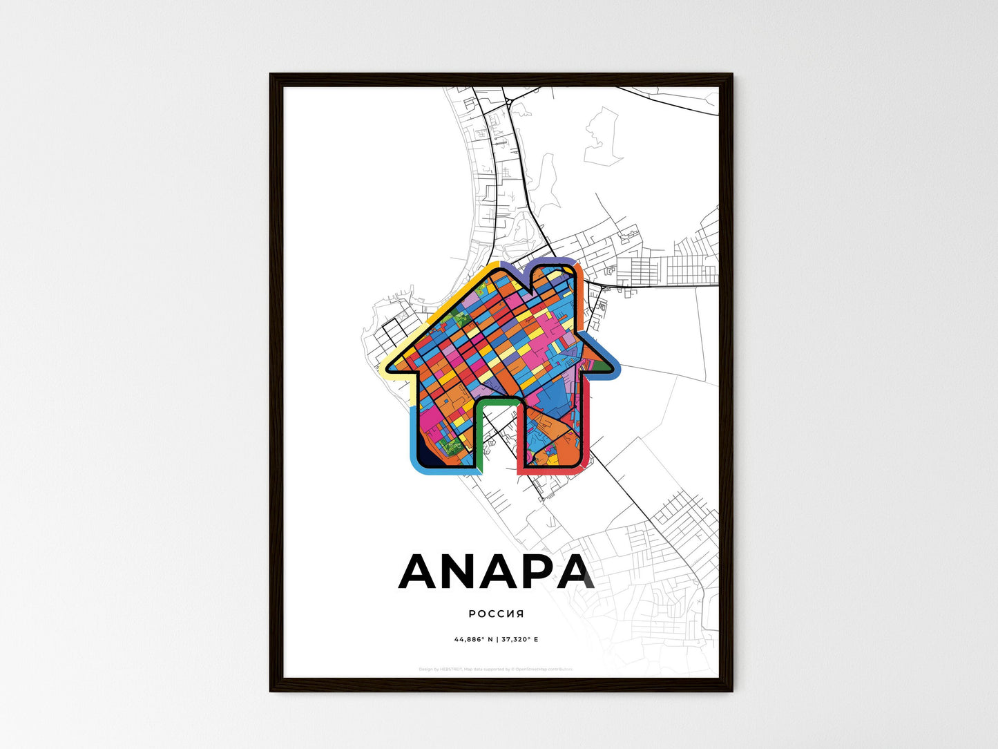 Anapa Russia wedding art map with home icon