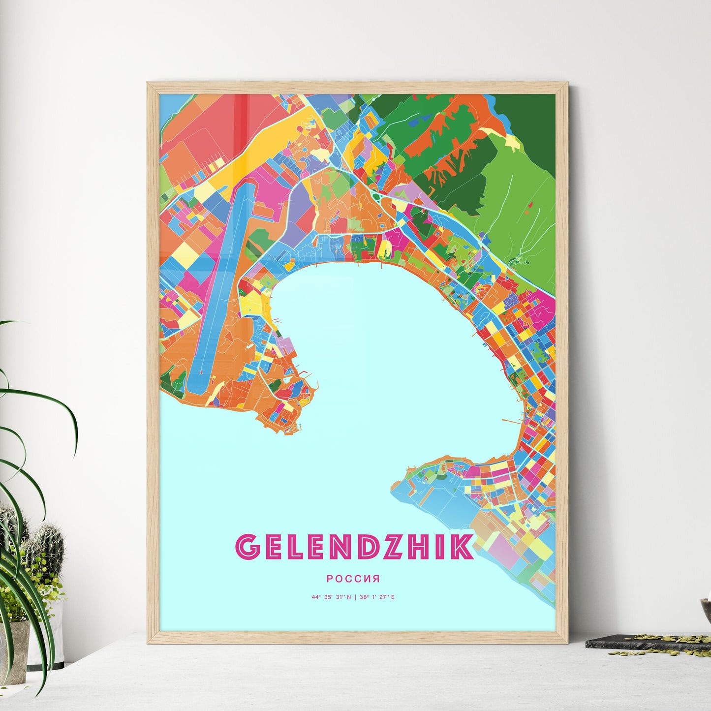 Colorful GELENDZHIK RUSSIA Fine Art Map Crazy Colors