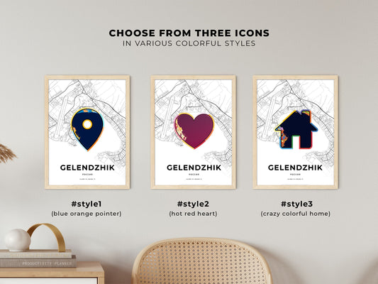 Gelendzhik Russia maps with colorful icons