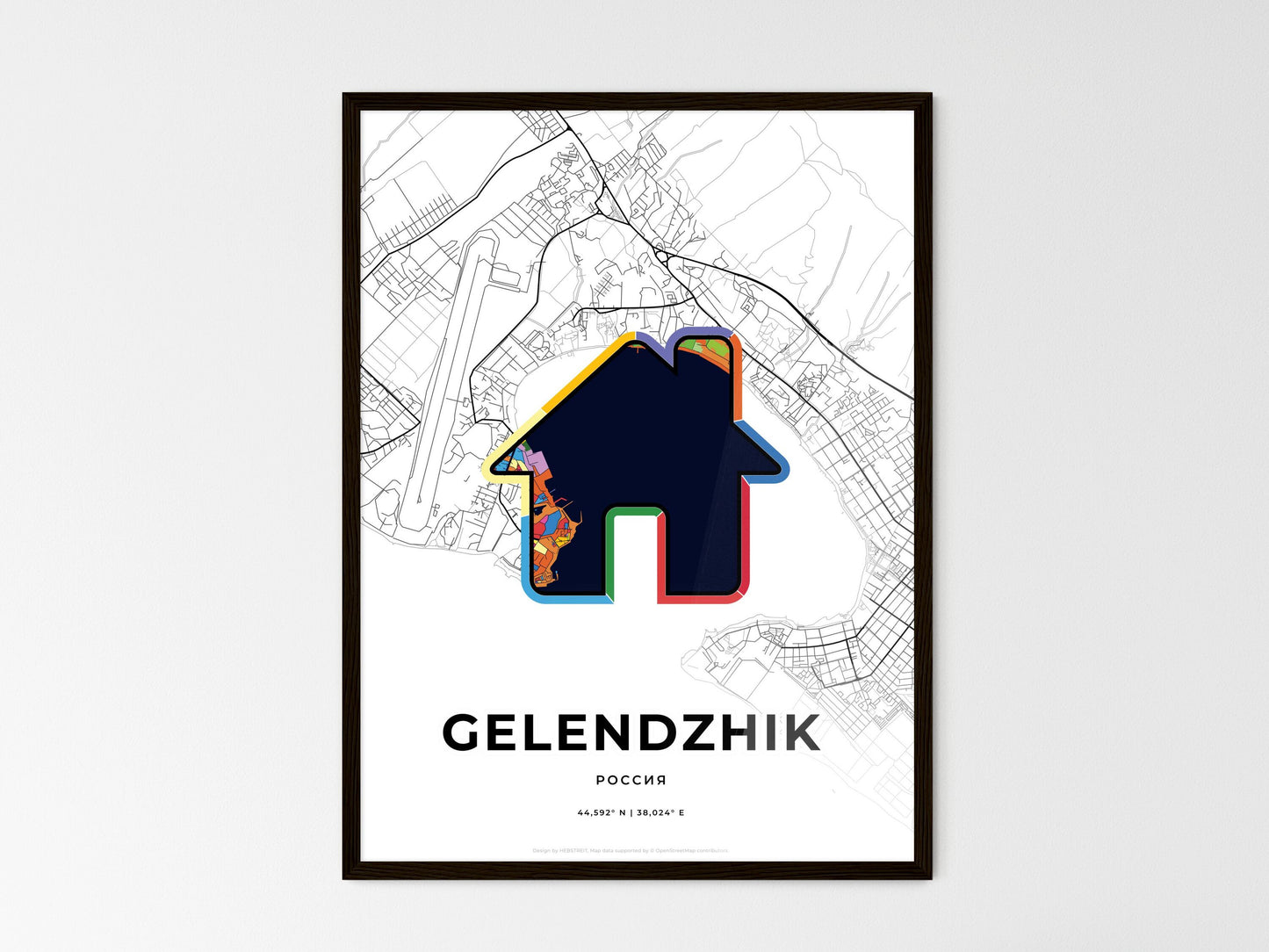 Gelendzhik Russia wedding art map with home icon