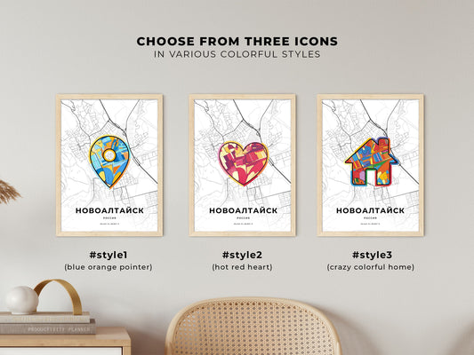 Novoaltaysk Russia maps with colorful icons