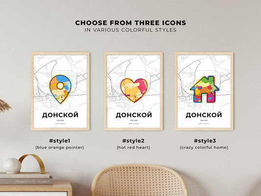Donskoy Russia maps with colorful icons