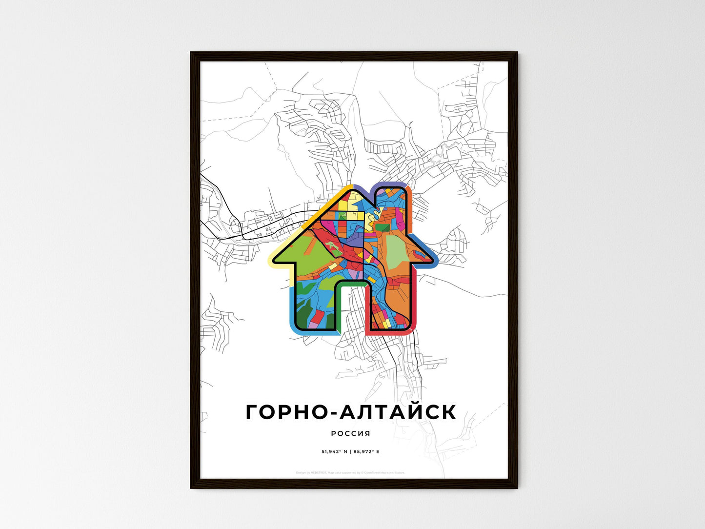 Gorno-Altaysk Russia wedding art map with home icon