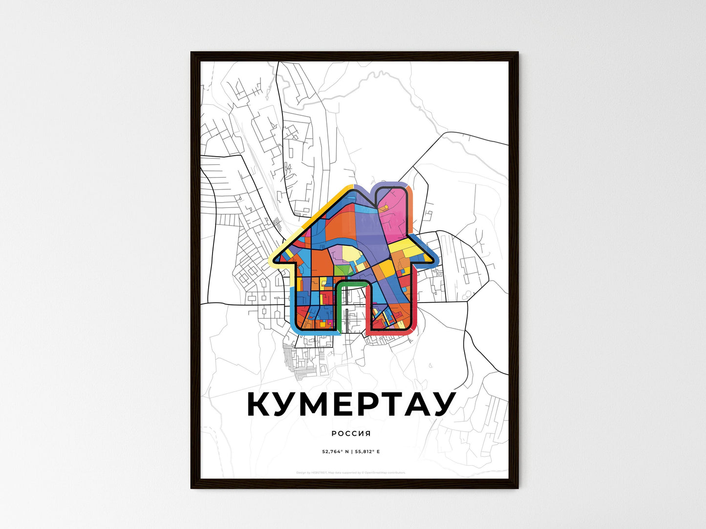 Kumertau Russia wedding art map with home icon