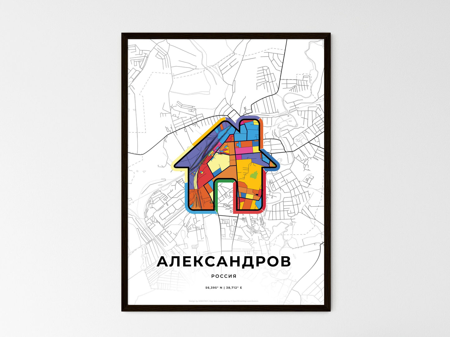 Alexandrov Russia wedding art map with home icon