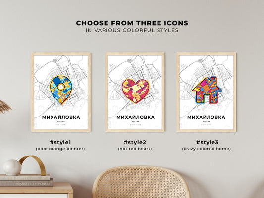 Mikhaylovka Russia maps with colorful icons
