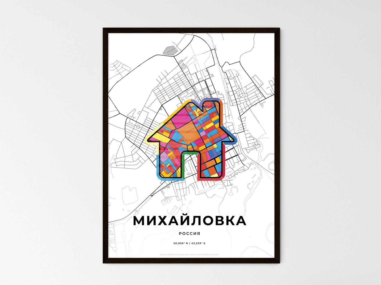 Mikhaylovka Russia wedding art map with home icon
