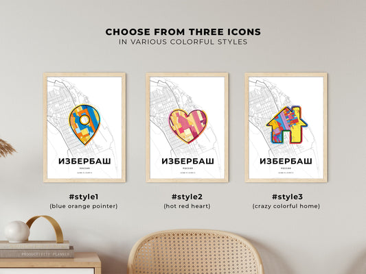 Izberbash Russia maps with colorful icons