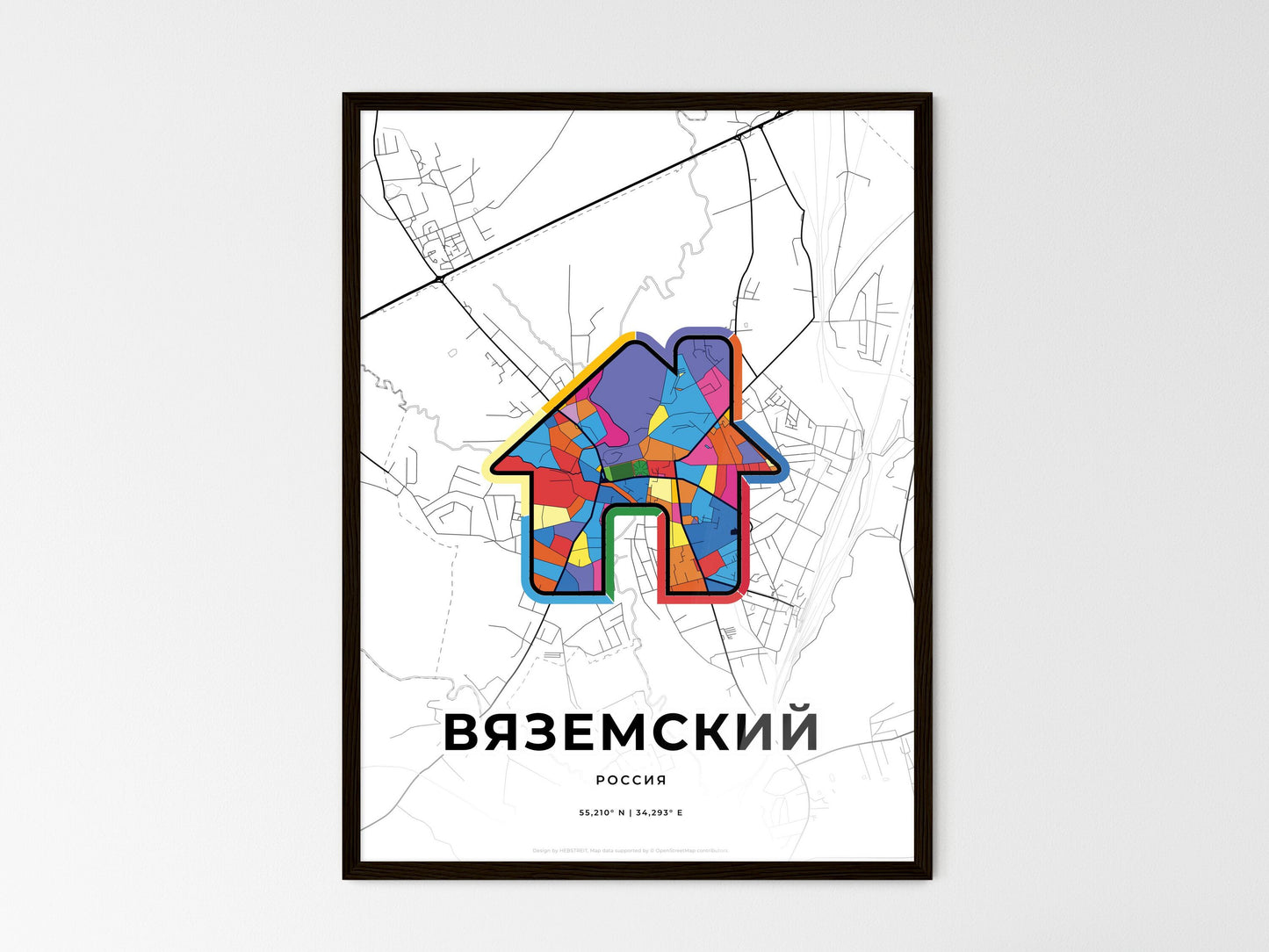 Vyazma Russia wedding art map with home icon