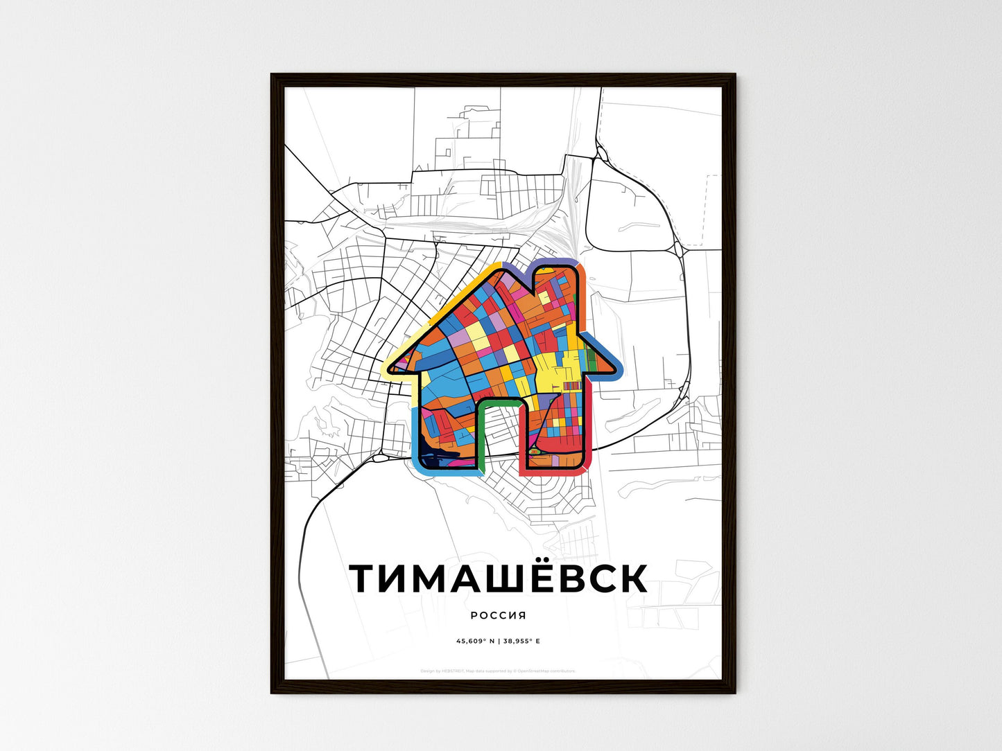 Timashyovsk Russia wedding art map with home icon