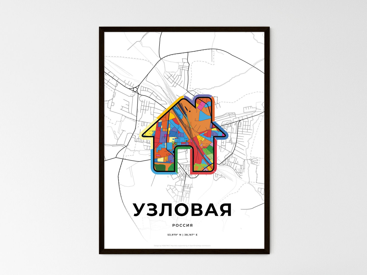 Uzlovaya Russia wedding art map with home icon