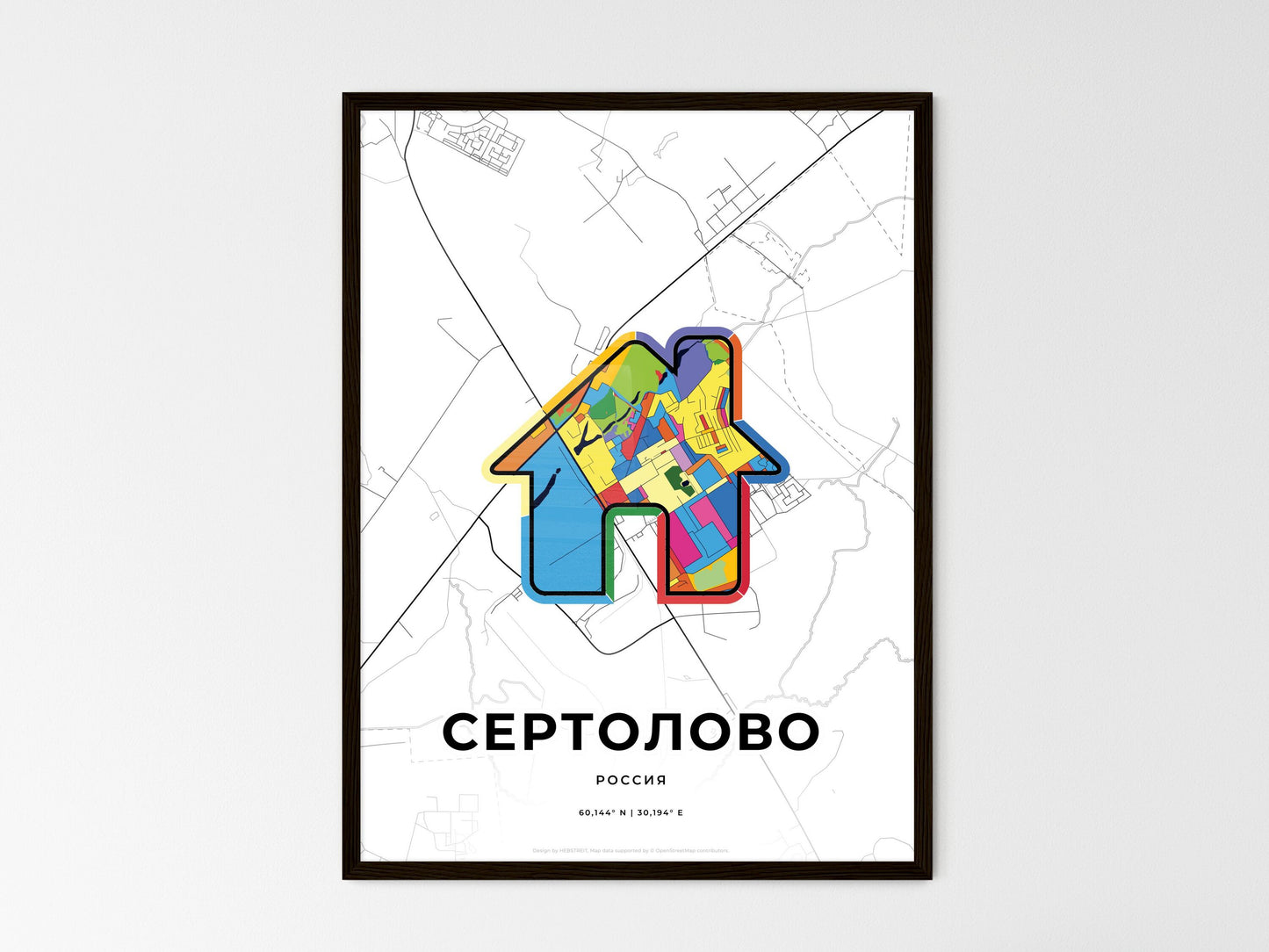 Sertolovo Russia wedding art map with home icon