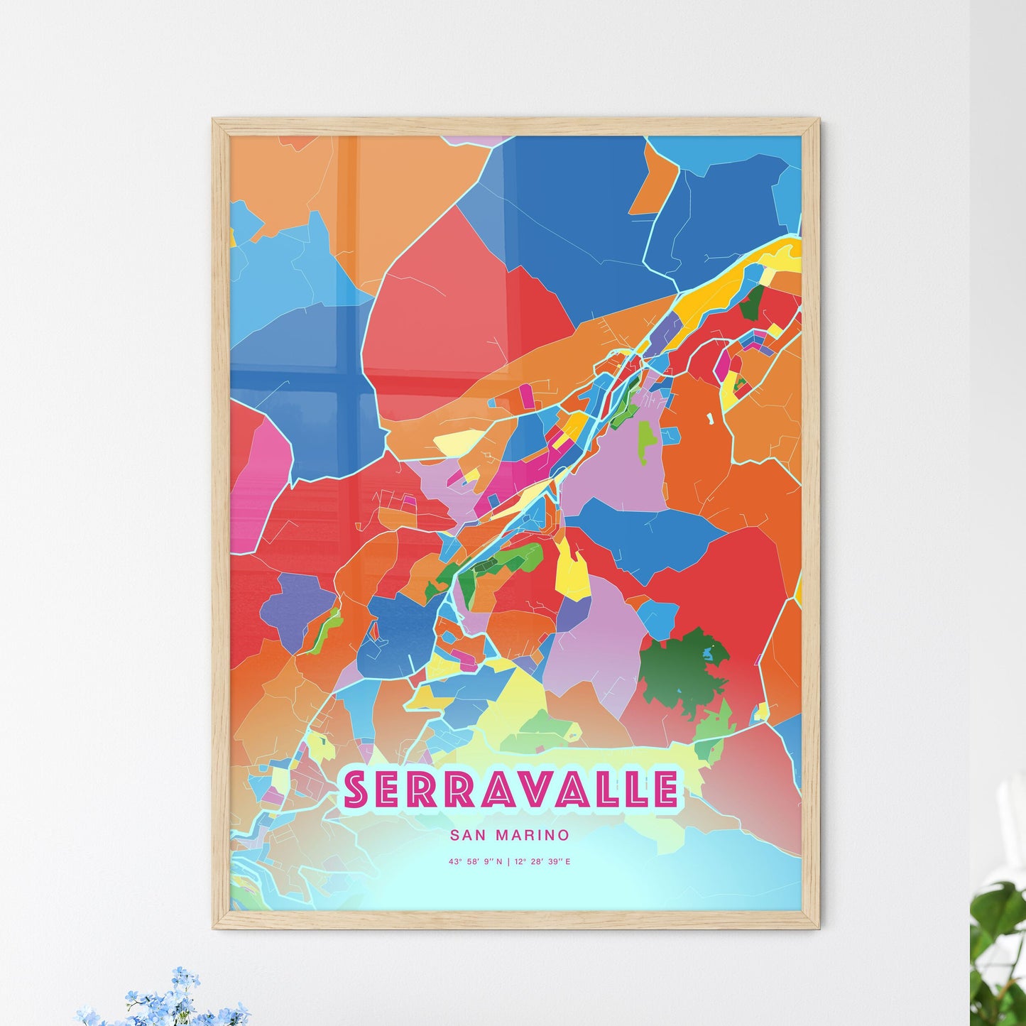 Colorful SERRAVALLE SAN MARINO Fine Art Map Crazy Colors