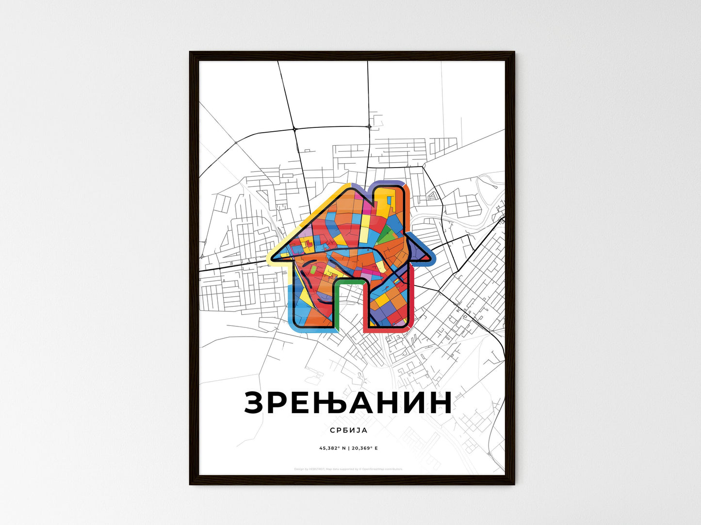 Zrenjanin Serbia wedding art map with home icon