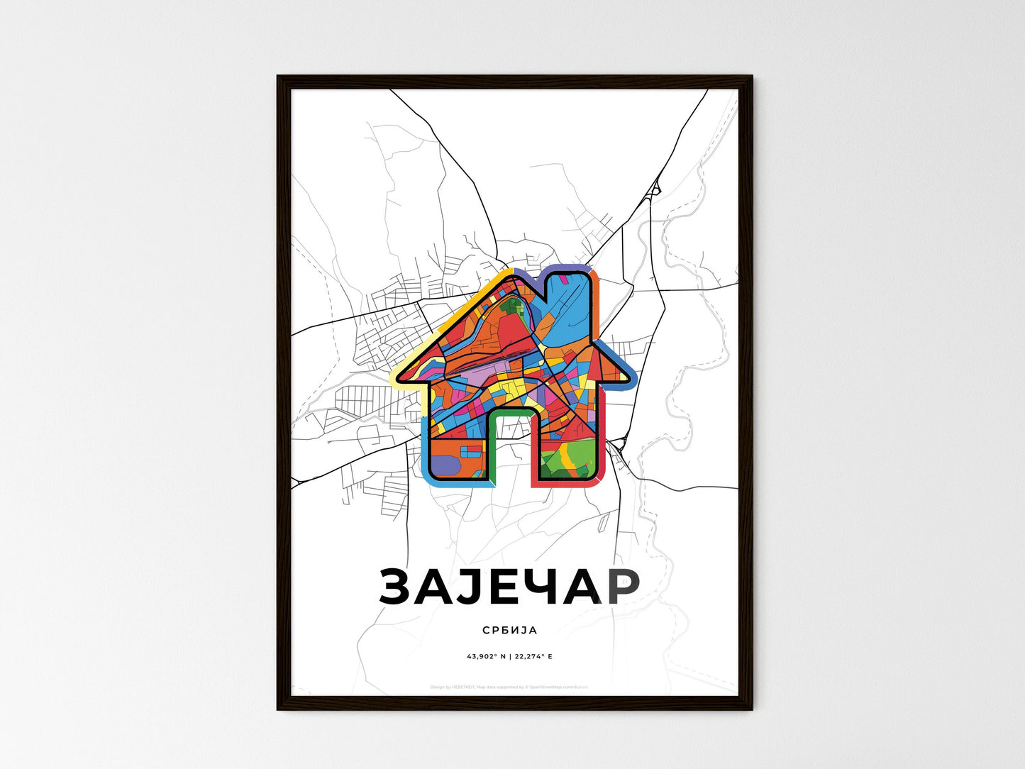 Zaječar Serbia wedding art map with home icon