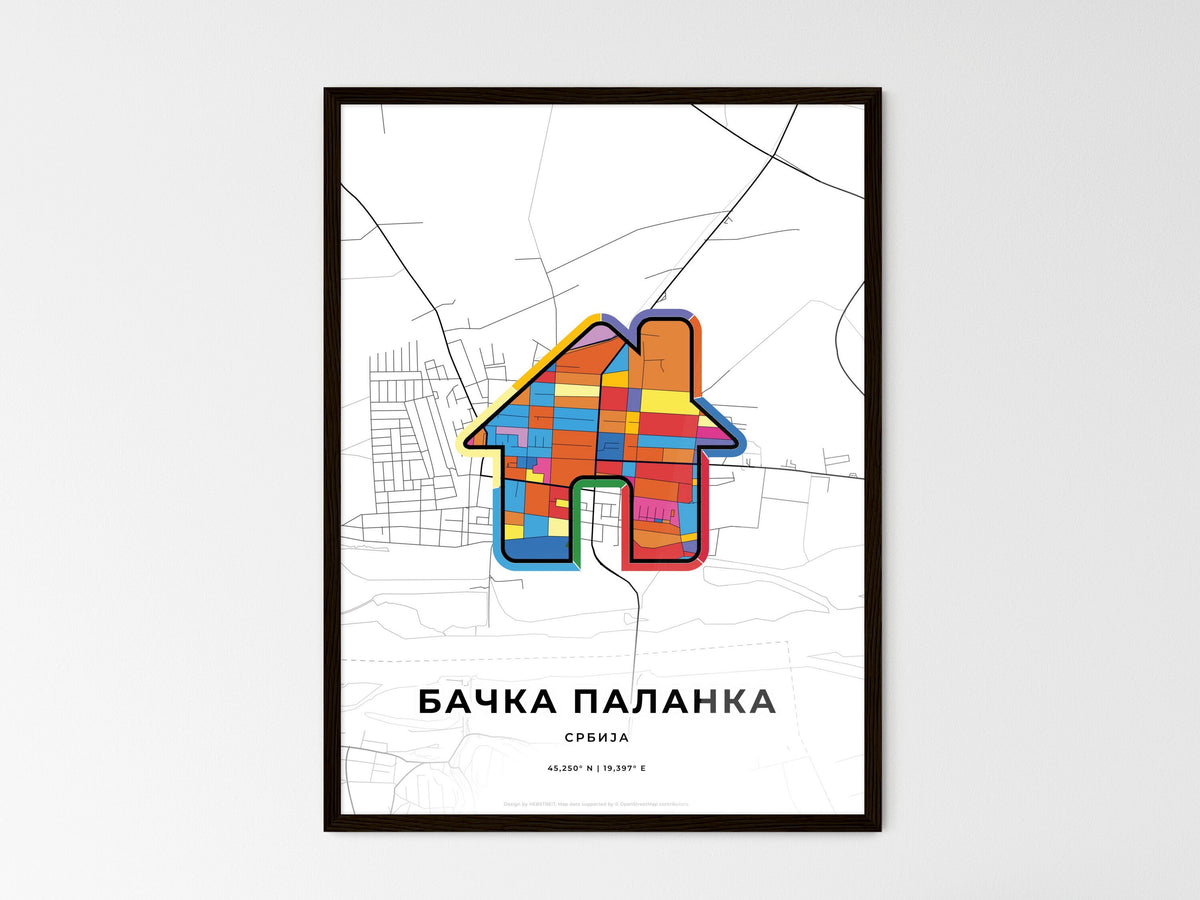 Bačka Palanka Serbia wedding art map with home icon