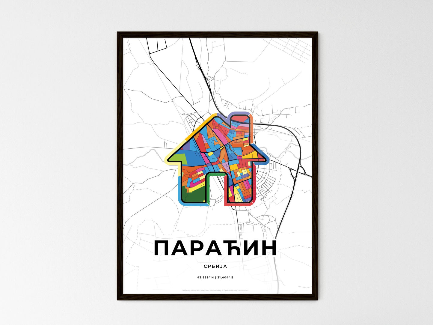Paraćin Serbia wedding art map with home icon