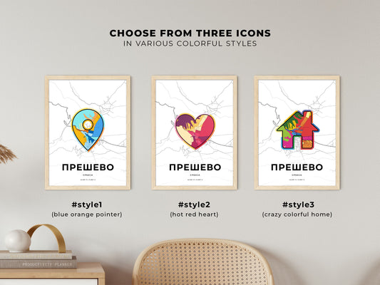 Preševo Serbia maps with colorful icons