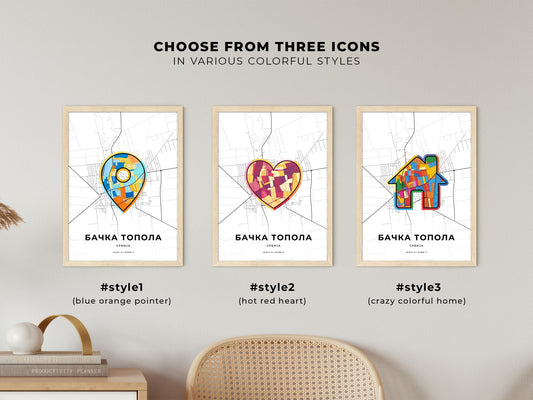 Bačka Topola Serbia maps with colorful icons