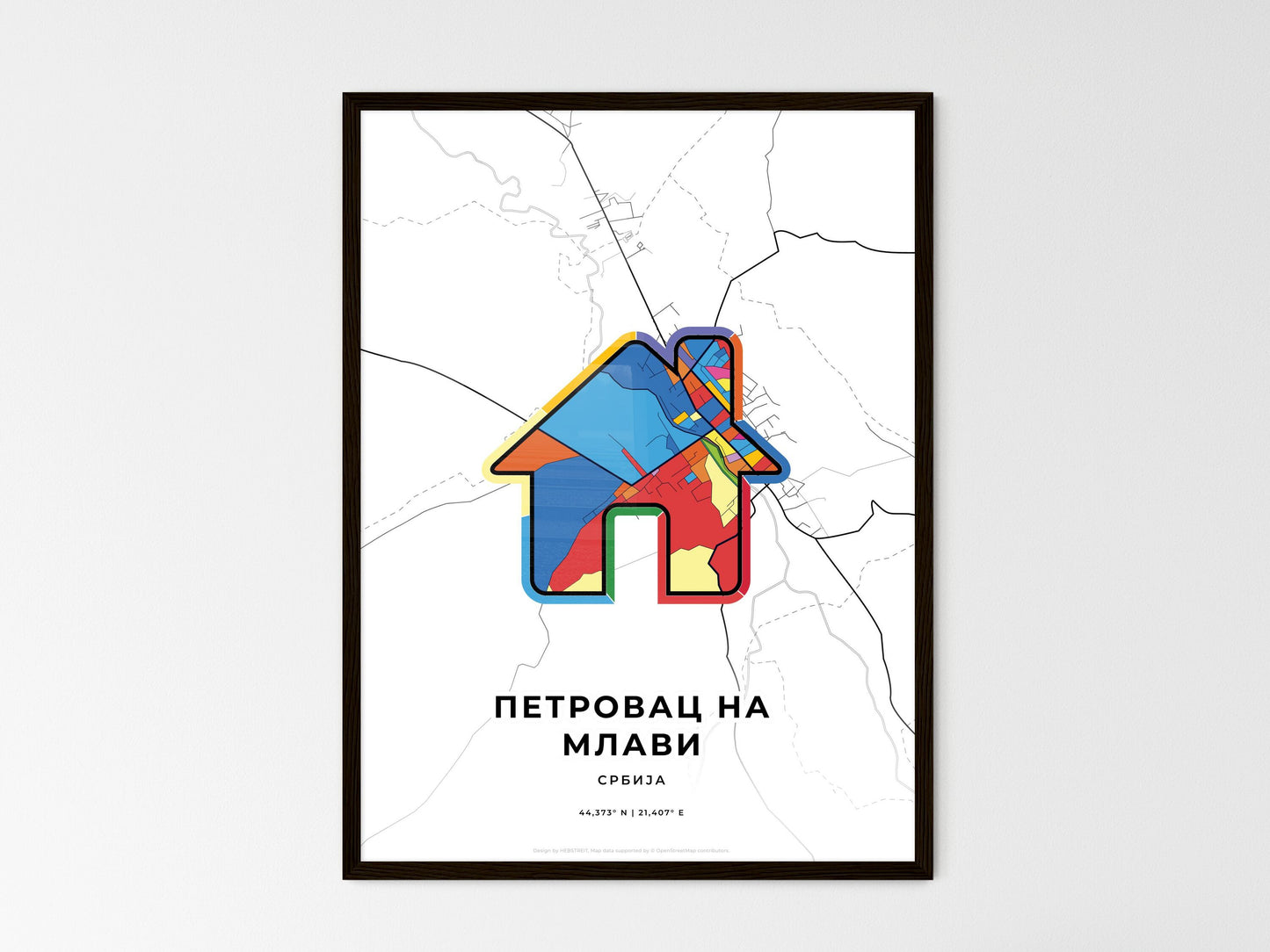 Petrovac Na Mlavi Serbia wedding art map with home icon
