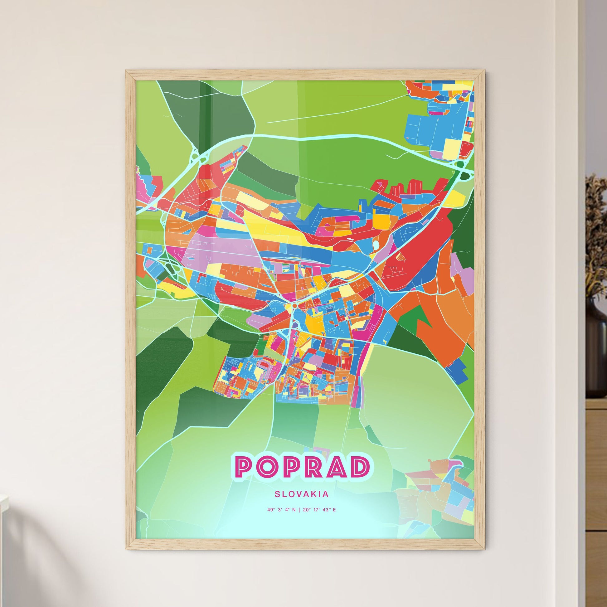 Colorful POPRAD SLOVAKIA Fine Art Map Crazy Colors