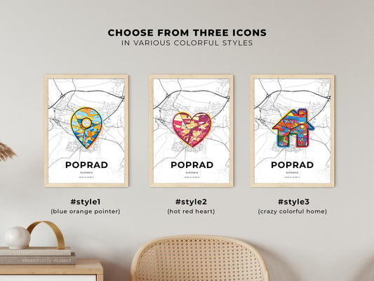 Poprad Slovakia maps with colorful icons