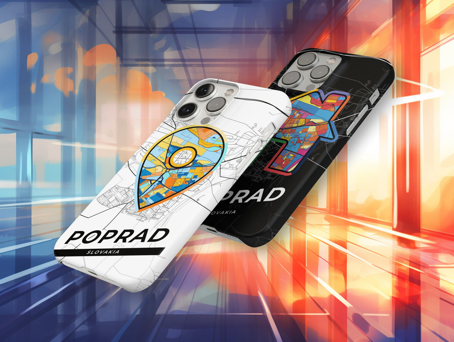Poprad Slovakia slim phone case with colorful icon. Birthday, wedding or housewarming gift. Couple match cases.